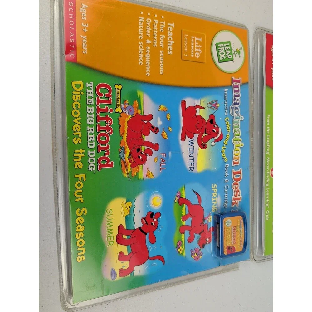 Leap Frog Imagination Desk Book & Cartridges Learning Phonics & Clifford
